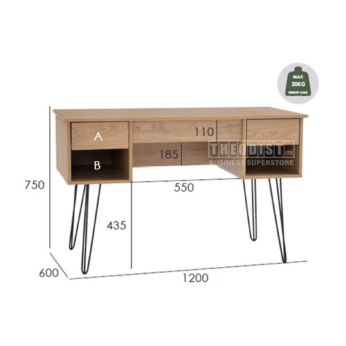 Working Desk with Bookcase Set Oak_8 - Theodist