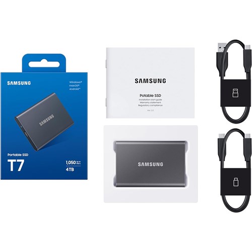 Samsung 2TB External Hard Drive USB-C Portable SSD 1050MBs R/W T7 Grey MU-PC2T0T/WW_4 - Theodist