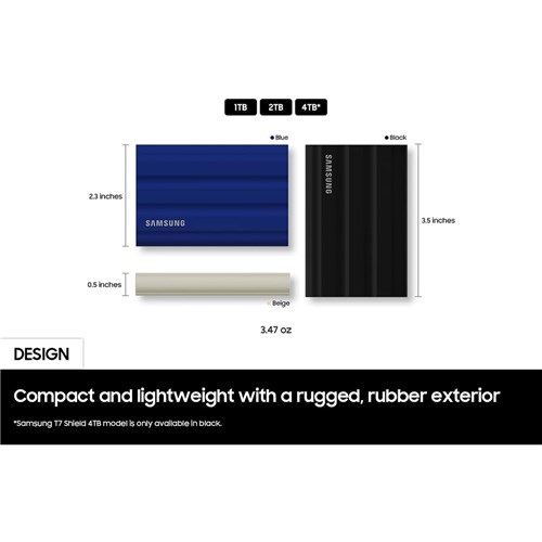 Samsung 4TB T7 Shield Portable SSD 1050MBs Black USB-C MU-PE4T0S/AM_3 - Theodist