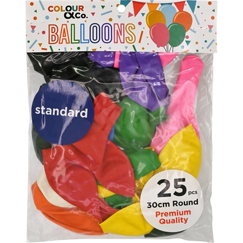 Colour & Co. SB2530 Standard Balloons, 25 Pcs, 30cm Round, Premium Quality_1 - Theodist