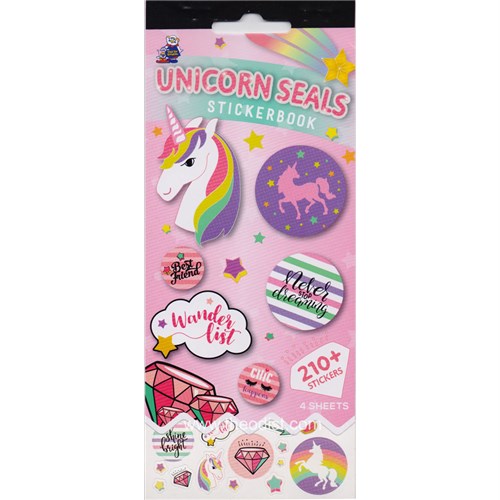 Tim The Toyman Unicorn Seals Sticker Book 210+ Stickers/ 4 Sheets - Theodist