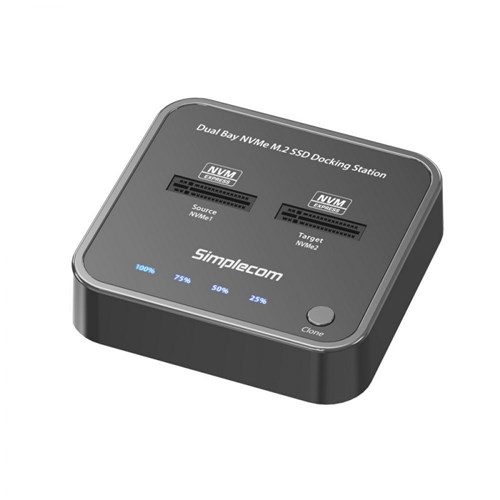 Simplecom SD550 SSD Docking Station Dual Bay NVMe M.2 with Offline Clone   - Theodist