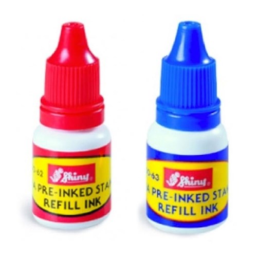 Shiny Pre-Inked Stamp Refill Ink 10mL Blue, Red - Theodist
