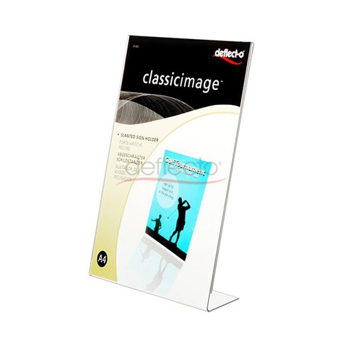 Deflecto 47401 Classic Image Slanted Sign Holder A4 L-Shaped Portrait_1 - Theodist