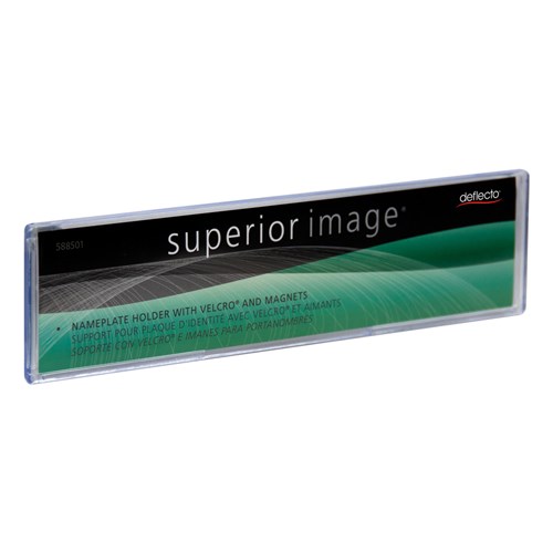 Deflecto 588501 Superior Image Nameplate Holder with Velcro and Magnets Wall Mount 216X51mm - Theodist