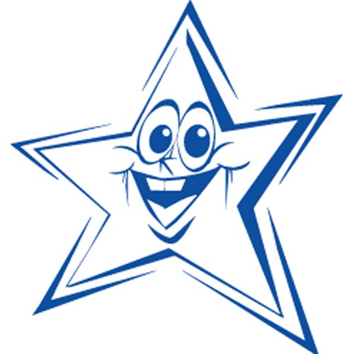 Shiny SHS0223 Merit Funny Face Star Pre-Inked Stamp Blue - Theodist