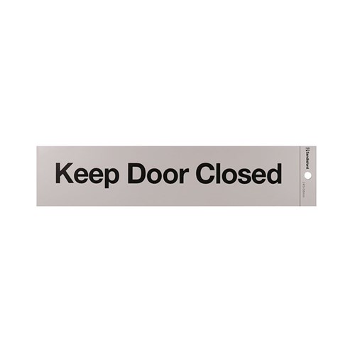Sandleford SIG32 "Keep Door Closed" Self-Adhesive Sign 245x58mm - Theodist
