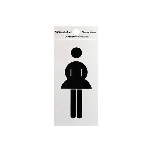 Sandleford SIG56 "Ladies" Symbol Self-Adhesive Sign 50x100mm - Theodist