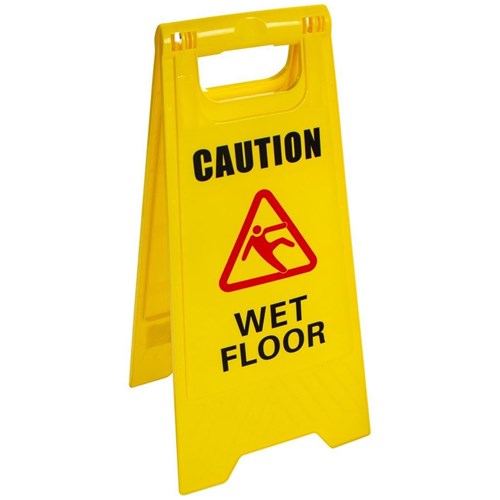 Brutus SM-2073 "CAUTION - WET FLOOR" Double Sided A-Frame Sign, Yellow - Theodist