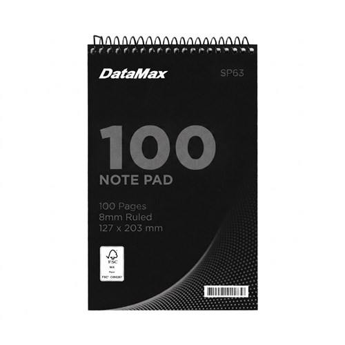 DataMax SP63 Note Pad 100 Pages 8mm Ruled 127x203mm - Theodist