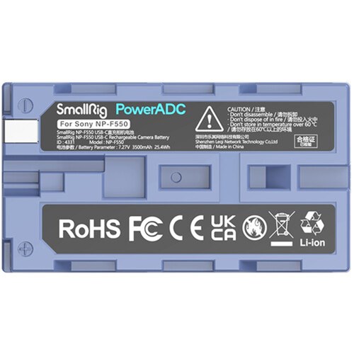 Smallrig NP-F550 USBC-C Rechargeable Camera Battery, 3500mAh, 25.4Wh, 4331 for Sony_2 - Theodist