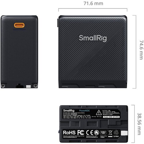 Smallrig NP-F770 USB-C Rechargeable Camera Battery, Black, 4469 NP-F970_3 - Theodist