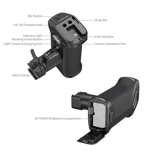 Smallrig Rotating Side Handle with Trigger Rec for Selected Sony Mirrorless Cameras 3893_1 - Theodist