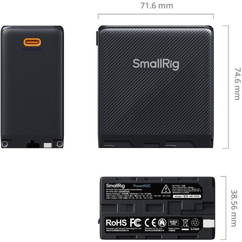 Smallrig NP-F970 USB-C Rechargeable Camera Battery (Black) 4469_3 - Theodist