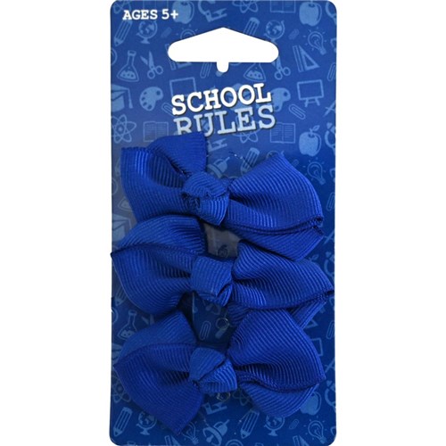 School Rules SRW2001109 Hairclip Snap Ribbon Blue 3pk - Theodist