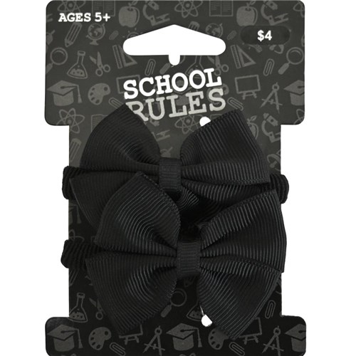 School Rules SRW2001155 Bow Hair Ties Black 2 / Pack - Theodist