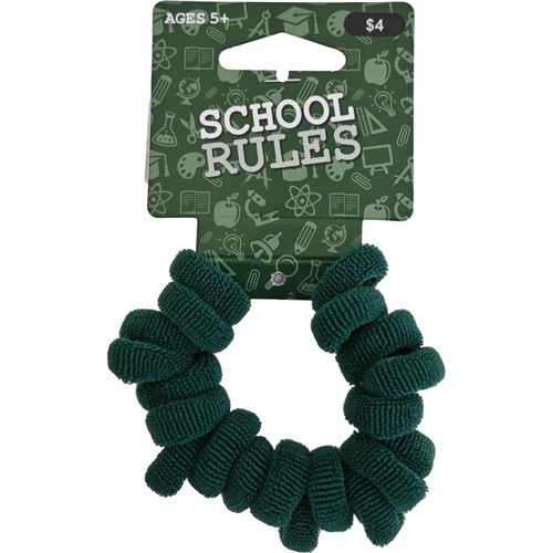 School Rules SRW2101127 Mini Nylon Hair Ties 20 / Pack Green - Theodist