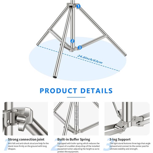 Neewer ST-200SS 200CM Stainless Steel Light Stand 10090544EU_5 - Theodist