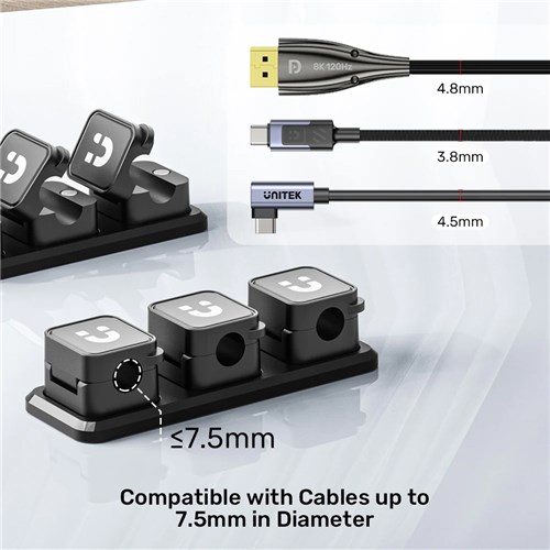 Unitek T1117ABK01 SnapHold Magnetic Cable Clips with Base 3 Clip Holders_4 - Theodist