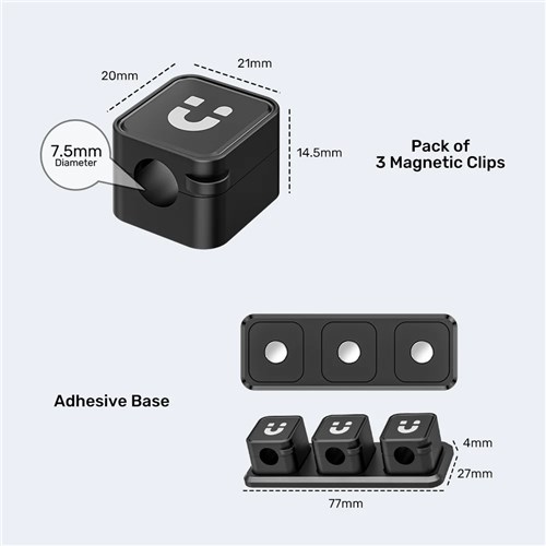 Unitek T1117ABK01 SnapHold Magnetic Cable Clips with Base 3 Clip Holders_7 - Theodist