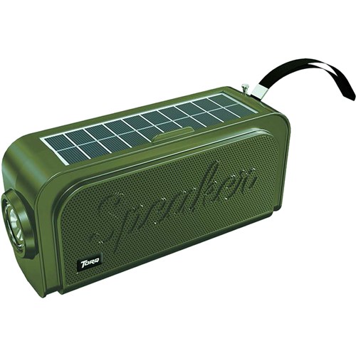 Torq TBS437 Beats Solar Wireless Speakers, Torch, FM Radio, 5H Playing Time, Green and Black_2 - Theodist