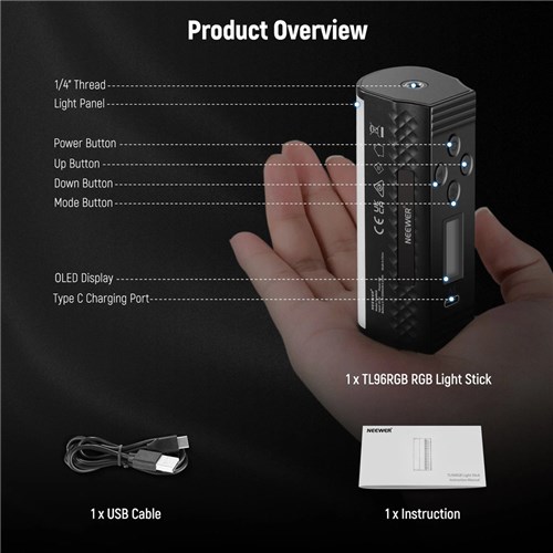 Neewer TL96RGB Handheld RGB LED Video Light Wand_7 - Theodist