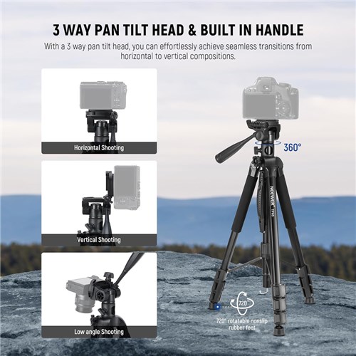Neewer TP05 Aluminum Alloy Camera Tripod with Pan Head Lightweight 10104307EU_2 - Theodist