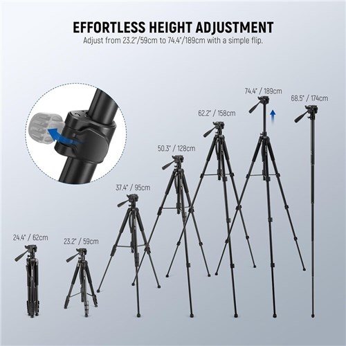 Neewer TP05 Aluminum Alloy Camera Tripod with Pan Head Lightweight 10104307EU_3 - Theodist