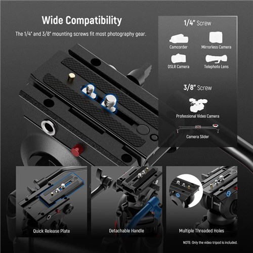 Neewer TP37 Video Tripod with Adjustable Fluid Head_3 - Theodist