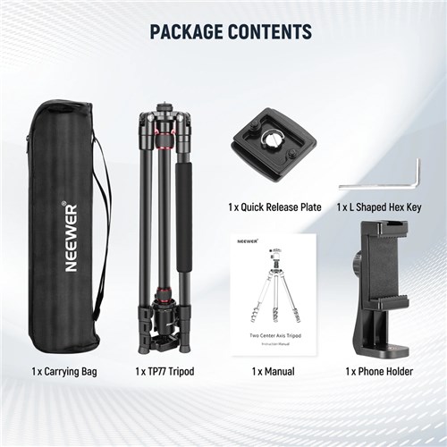 Neewer TP77 77” Two Center Axis Tripod and Phone Clip_8 - Theodit