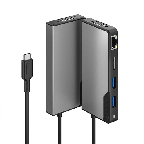 Alogic USB-C Fusion Max 6-in-1 Hub, HDMI/VGA/USB-A/GE/USB-C UCFUPRGVV2-SGR_1 - Theodist