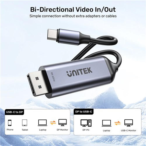 Unitek USB-C to DisplayPort 1.8M Cable Bidirectional V1423DGY01_5 - Theodist