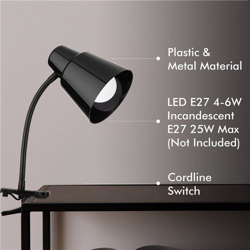 Verve Design Brylee ATL154BK Task Lamp Clamp, Black_2 - Theodist