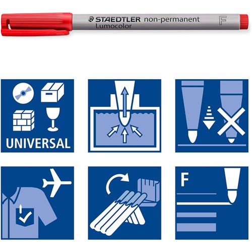 Staedtler WP6NF Lumocolor Non-Permanent Marker Pen Fine 0.6mm 6 Pack_3 - Theodist