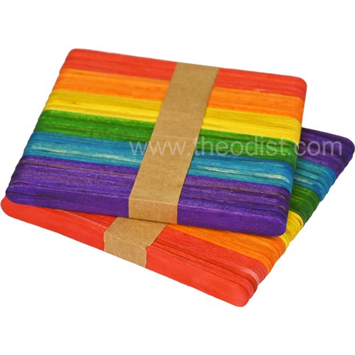 Colour & Co. WPS100C Wooden Popsicle Sticks, Coloured, 114mm, 100 Pack_1 - Theodist