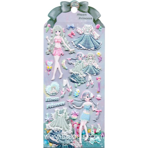 3D Stickers Dress-up Mermaid Green/Purple Assorted 95x230mm DN022 - Theodist