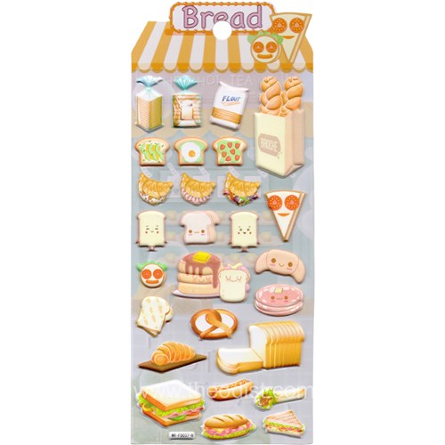 Inamazy Bread, Chocolate, Pizza Puffy Foam 3D Stickers Assorted WR037 - Theodist
