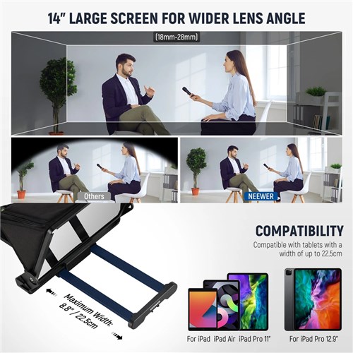 Neewer X14 III Aluminum Alloy Teleprompter with 501PL Quick Shoe Plate_6 - Theodist