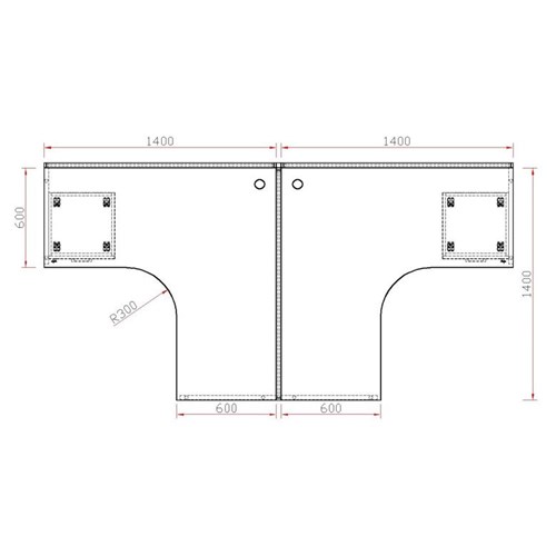 Partitioned Workstation Luca Series 2 Person Desks 2800x1400mm_3 - Theodist