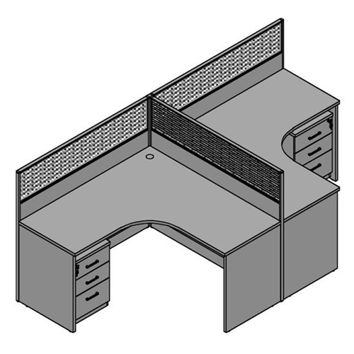 Partitioned Workstation Luca Series 2 Person Desks 2800x1400mm_2 - Theodist