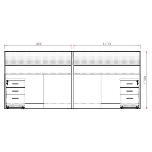 Partitioned Workstation Luca Series 2 Person Desks 2800x1400mm_4 - Theodist