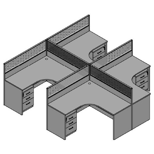 Partitioned Workstation Luca Series 4 Person Desk 2800x2800mm_1 - Theo