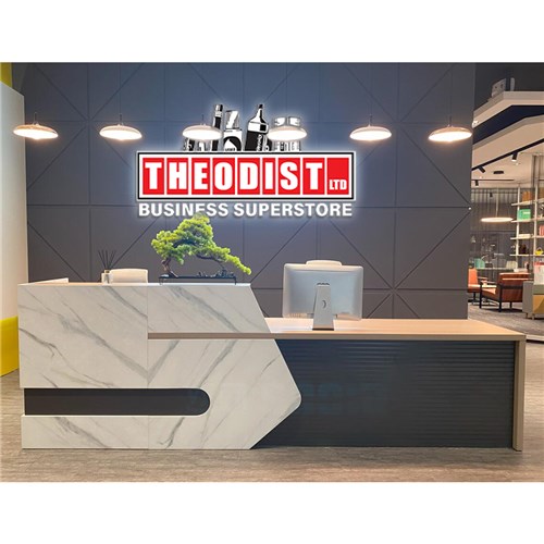 Reception Table YTT32 Marble White/Black 3200Wx800Dx1050H_1 - Theodist