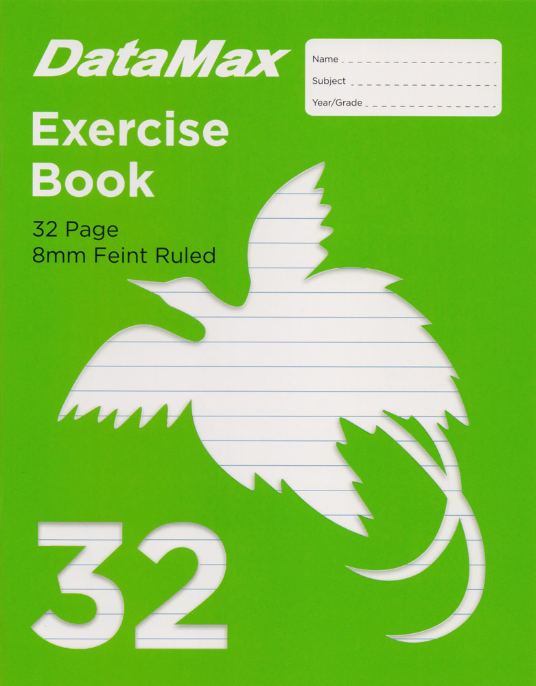 DataMax 32P Exercise Book 32 Page 8mm Feint Ruled, Green - Theodist