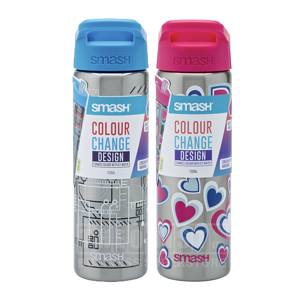 Smash 34375 Drink Bottle 750mL Stainless Steel Color Change Design
