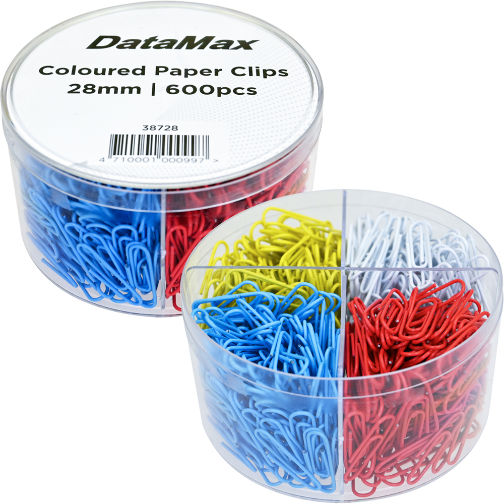Rotex Paper Clips DataMax 38728 Paper Clips Coloured 28mm 600 Pack - Theodist