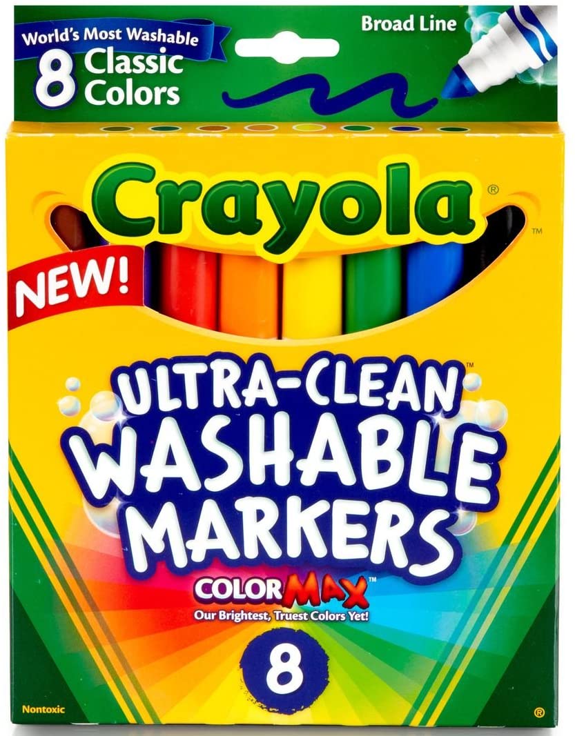 Kids Coloring Kit Crayola Ultra Clean WASHABLE MARKERS, Broad Line, 12  Count+NEW