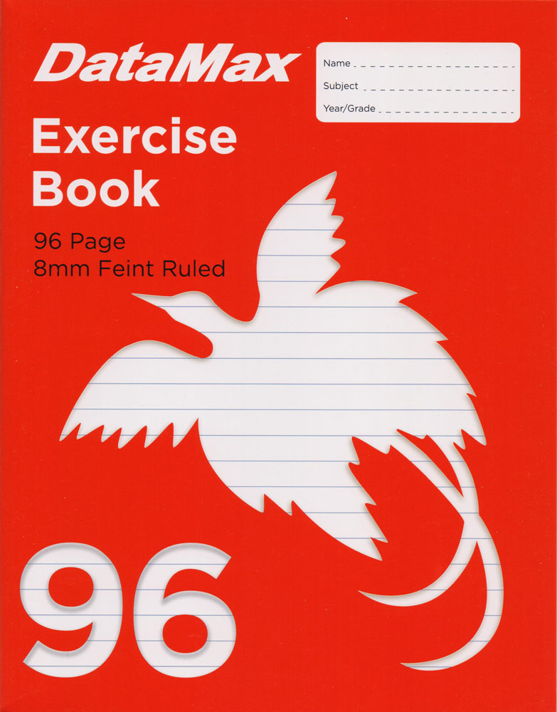 DataMax 96P Exercise Book 96 Page 8mm Feint Ruled, Red - Theodist