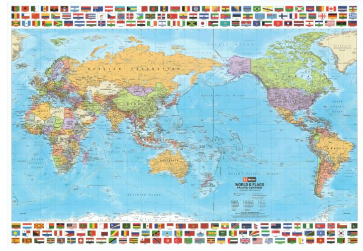 Hema World & Flags Political Pacific-Centred Map | Theodist - Theodist