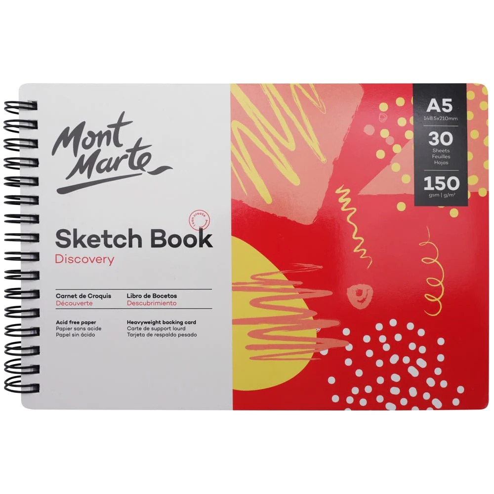 Mont Marte Discovery Sketch Book Spiral Bound A5 150gsm 30 Sheet
